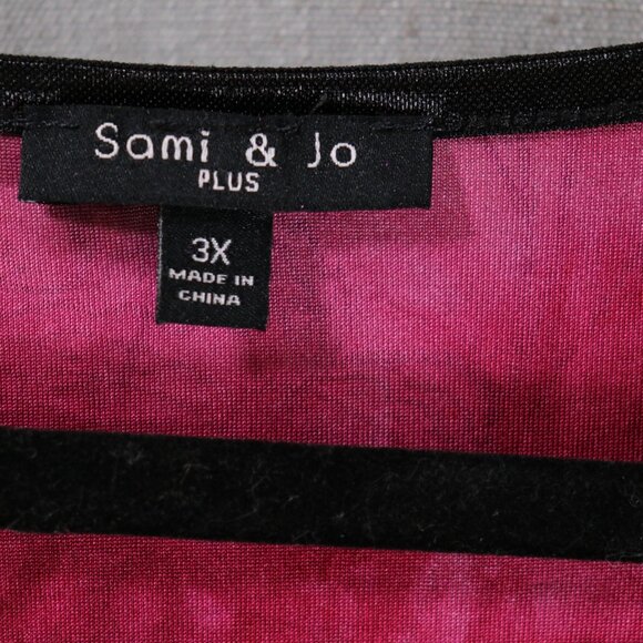 SAMI & JO Boho Burnout Tunic Top Plus Size 3X Pink Black Bell Sleeve Blouse - Picture 3 of 13